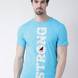 Friskers Men Turquoise Blue Typography Printed Raw Edge T-shirt-image-83