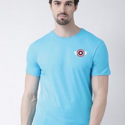 Friskers Men Turquoise Blue Colourblocked Applique T-shirt-image-25