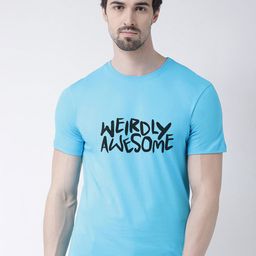 Friskers Men Turquoise Blue Typography Printed Applique T-shirt-image-81