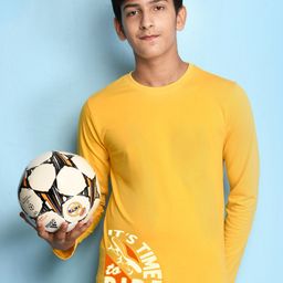 NUSYL Boys Yellow & White Typography T-shirt-image-86