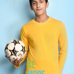 NUSYL Boys Yellow Typography Printed T-shirt-image-89