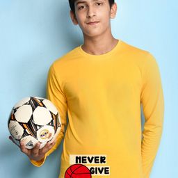 NUSYL Boys Yellow Typography T-shirt-image-96