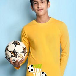NUSYL Boys Yellow Typography T-shirt-image-55