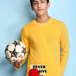 NUSYL Boys Yellow Typography T-shirt-image-90
