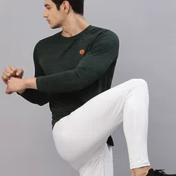 Rigo Men Bottle Green Self Texture Round Neck Full Sleeve Activewear T-Shirt-picture-15