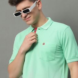 GET GOLF Men Solid Polo Collar Cotton T-shirt-image-98