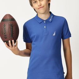 Nautica Boys Polo Collar Brand Logo Embroidered T-shirt-image-73