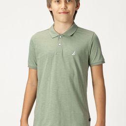 Nautica Boys Brand Logo Printed Polo Collar Cotton T-shirt-image-42