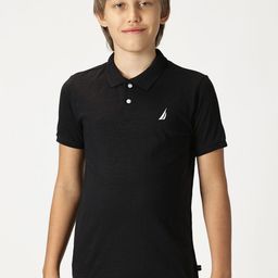 Nautica Boys Solid Polo Collar Cotton T-shirt-43