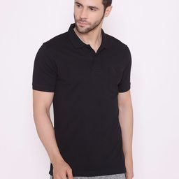 BODYACTIVE Men Black Polo Collar T-shirt-image-67