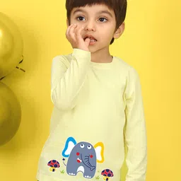 NUSYL Kids Lime Green Printed Polo Collar T-shirt-picture-27