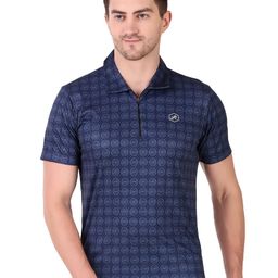 REDESIGN Geometric Printed Rapid-Dry Polo Collar Gym T-shirt-image-52