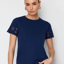Trendyol Round Neck  Cut Outs Cotton T-shirt-image-95