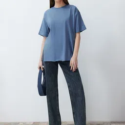 Trendyol Round Neck Drop-Shoulder Cotton Regular T-shirt-picture-31