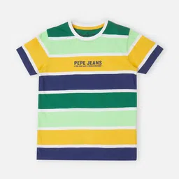 Pepe Jeans Boys Striped Round Neck Short Sleeves Pure Cotton Casual T-shirt-picture-2