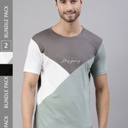 Joven Pack Of 2 Colourblocked Short Sleeves Pure Cotton T-shirt-picture-13