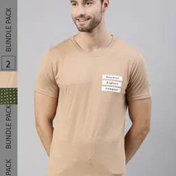 Joven Pack of 2 Pure Cotton Round Neck T-Shirts-image-49