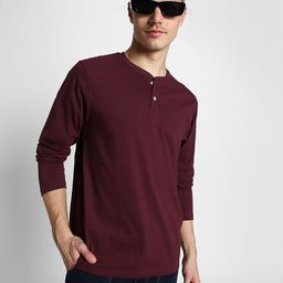 VEIRDO Henley Neck Pure Cotton T-shirt-image-57