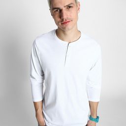 VEIRDO Henley Neck Pure Cotton T-shirt-image-62