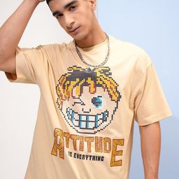 HIGHLANDER Round Neck Graphic Printed Drop Shoulder Sleeves Cotton Oversized T-shirt-image-29