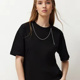 Trendyol Round Neck Drop-Shoulder Sleeves Pure Cotton Casual T-shirt-image-55