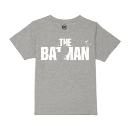 DC by Wear Your Mind Boys Grey Batman Printed Pure Cotton T-shirt-image-87