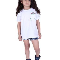 Yellow Apple Girls Polo Collar Monochrome T-shirt-image-94