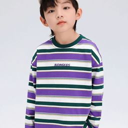 LULU & SKY Boys Striped Extended Sleeves Monochrome T-shirt-image-85