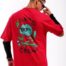 The Indian Garage Co Men Back Printed Round Neck Boxy Oversized T-shirt-image-91