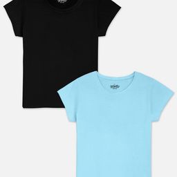 Kids Ville Girls Black & Blue Set Of 2 T-shirt-image-72