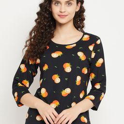 Clovia Women Pure Cotton Orange Print Top-image-45