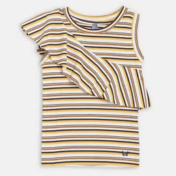 Blue Giraffe Girls Multicoloured Striped Round Neck T-shirt-image-85