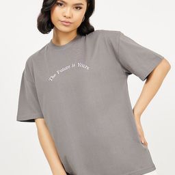 Styli Charcoal Typography Printed Oversized Cotton T-shirt-picture-30