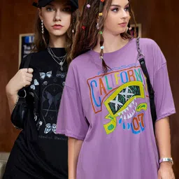 Christy World Pack of 2 Typography Printed Oversized T-shirt-picture-52
