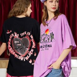 Christy World Pack Of 2 Printed Oversized Cotton T-shirts-image-20