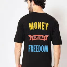 Imsa Moda Typography Printed Drop Shoulder Sleeves Cotton Loose T-shirt-image-3