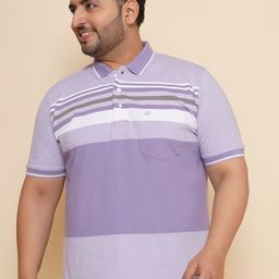 John Pride Men Plus Size Striped Polo Collar Pocket T-shirt-image-96