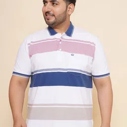 John Pride Men Striped Polo Collar Pockets Pure Cotton T-shirt-image-89