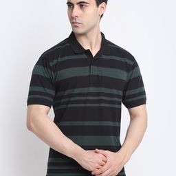 HARBOR N BAY Striped Cotton Polo Collar T-shirt-image-96