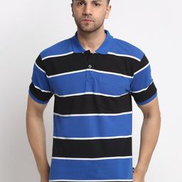 HARBOR N BAY Striped Cotton Polo Collar T-shirt-image-54