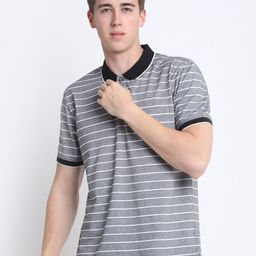 HARBOR N BAY Striped Cotton Polo Collar T-shirt-image-57