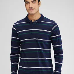 ColorPlus Men Striped Polo Collar Pockets T-shirt-image-17