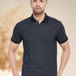 WILD WEST Geometric Printed Polo Collar T-shirt-image-79