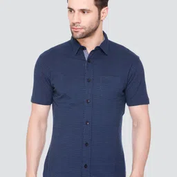 LEAD & RIDE Striped Spread Collar Cotton Shirt-image-2