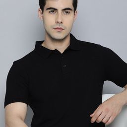 Mast & Harbour Black Polo Collar Cotton T-shirt-image-18