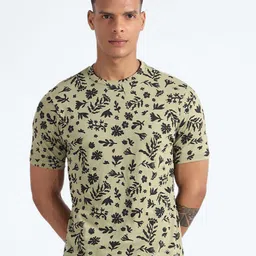 Flying Machine Floral Printed Pure Cotton T-Shirt-image-81