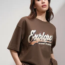 Street By Tokyo Talkies Women Embellished Printed Drop Shoulder Oversized T-Shirt-image-47