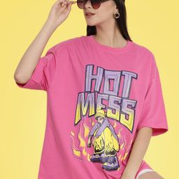 Fabflee Graphic Printed Drop-Shoulder Sleeves Cotton Oversized T-shirt-image-73