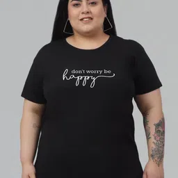 Trend Level Plus Size Typography Printed Cotton T-shirt-image-35