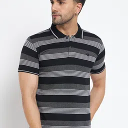Duke Striped Polo Collar Cotton Slim Fit Casual T-shirt-image-6